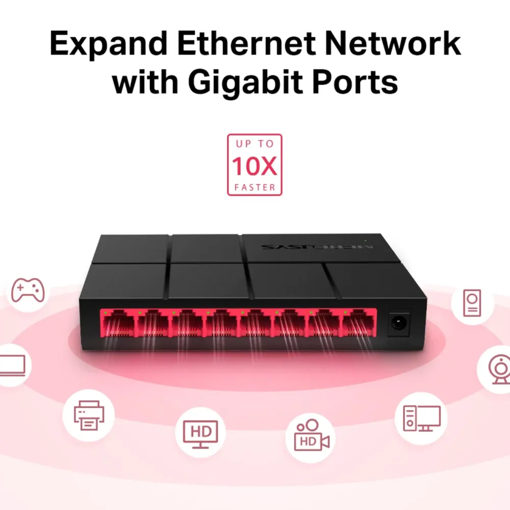 Mercusys Kablet Nettverk|Gigabitswitch 8 porter