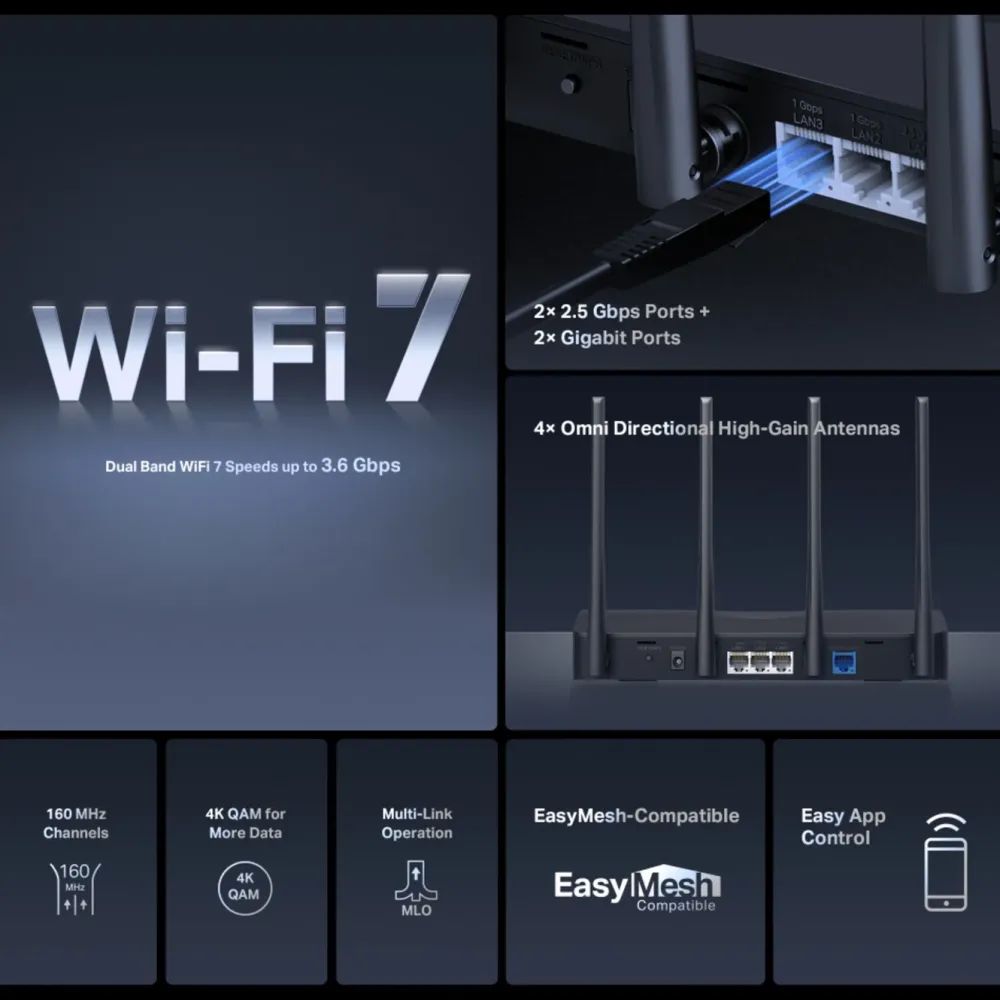 Mercusys Wifi-Routere|MR27BE Dual-Band Wifi 7-ruter