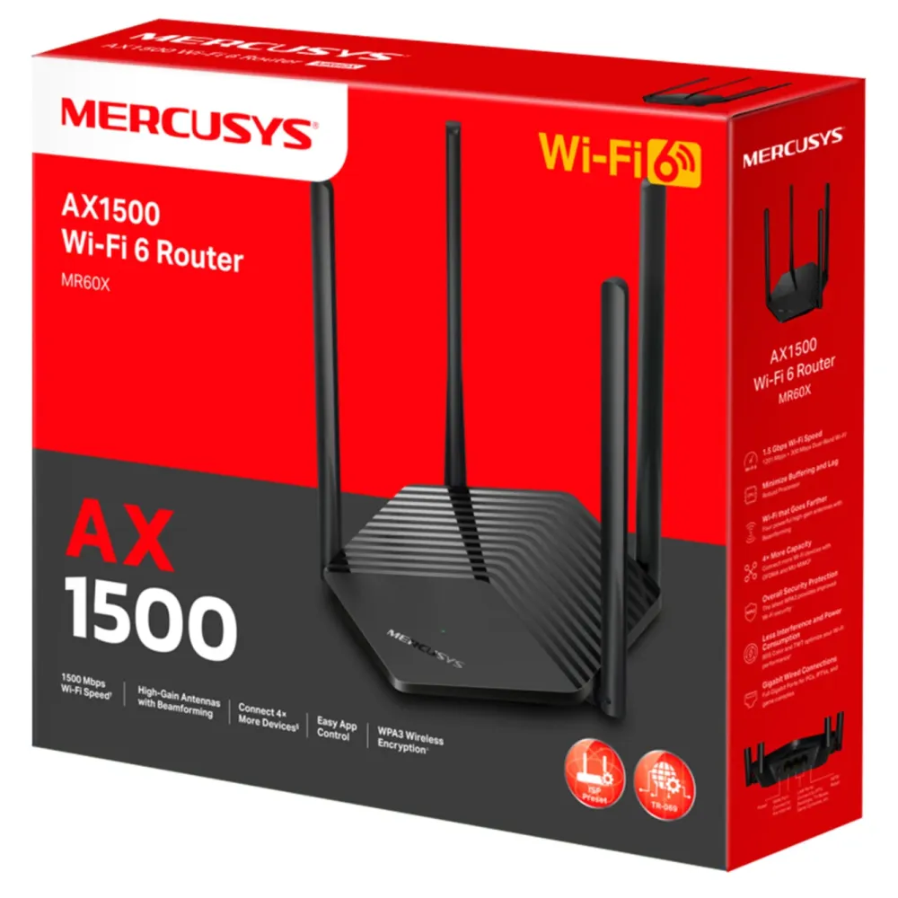 Mercusys Wifi-Routere|MR60X Wi-Fi 6 AX1500 Ruter