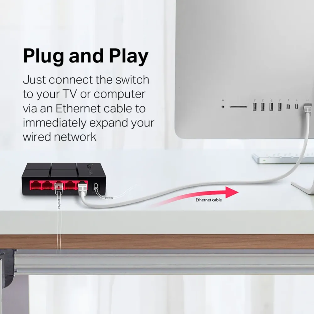 Mercusys Kablet Nettverk|MS105G 5-porters gigabitswitch