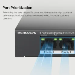 Mercusys Kablet Nettverk|MS108GP 8-porters gigabitswitch med POE+