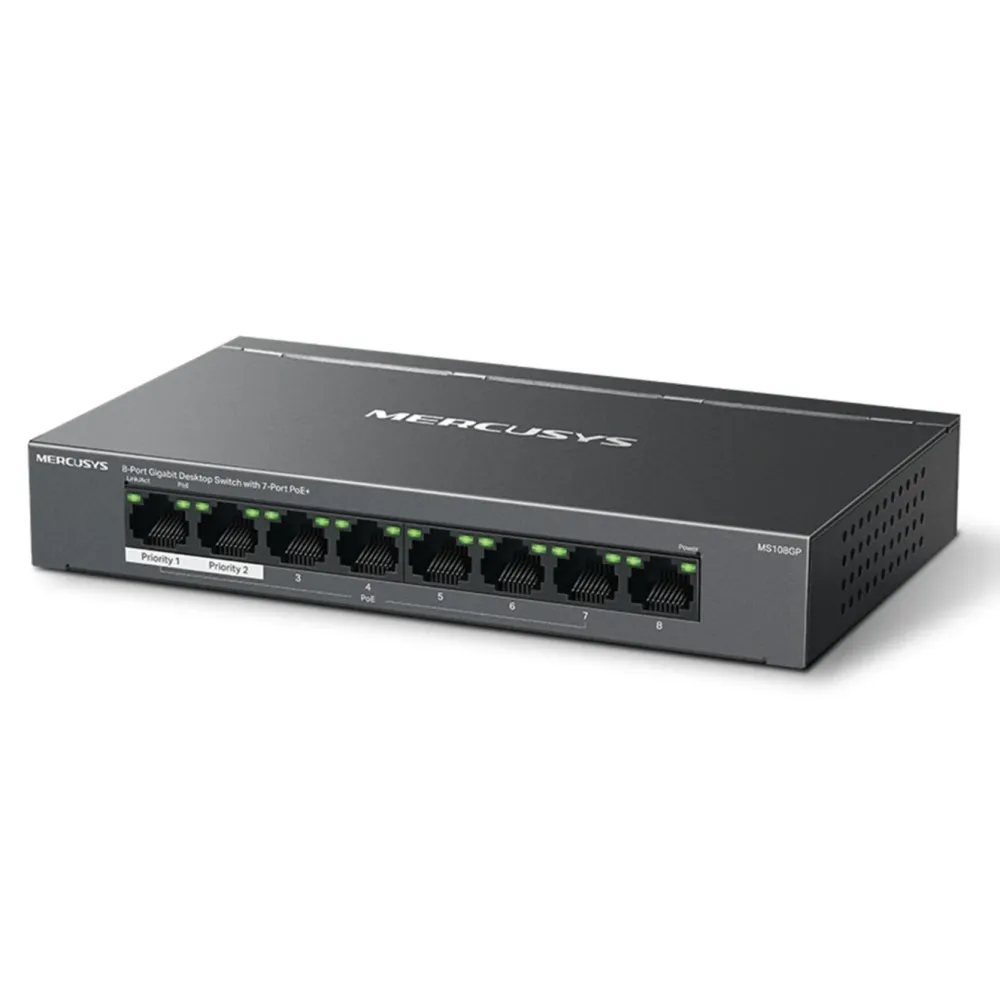 Mercusys Kablet Nettverk|MS108GP 8-porters gigabitswitch med POE+