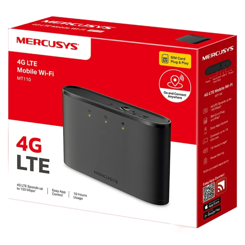 Mercusys Mobilt Bredbånd Og Rutere|Nettverkskabler|MT110 4G LTE-ruter