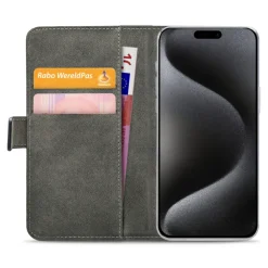 Mobilize Iphone-Tilbehør|Classic Gelly Wallet Book Case – Mobildeksel for iPhone 15 Pro Max Svart