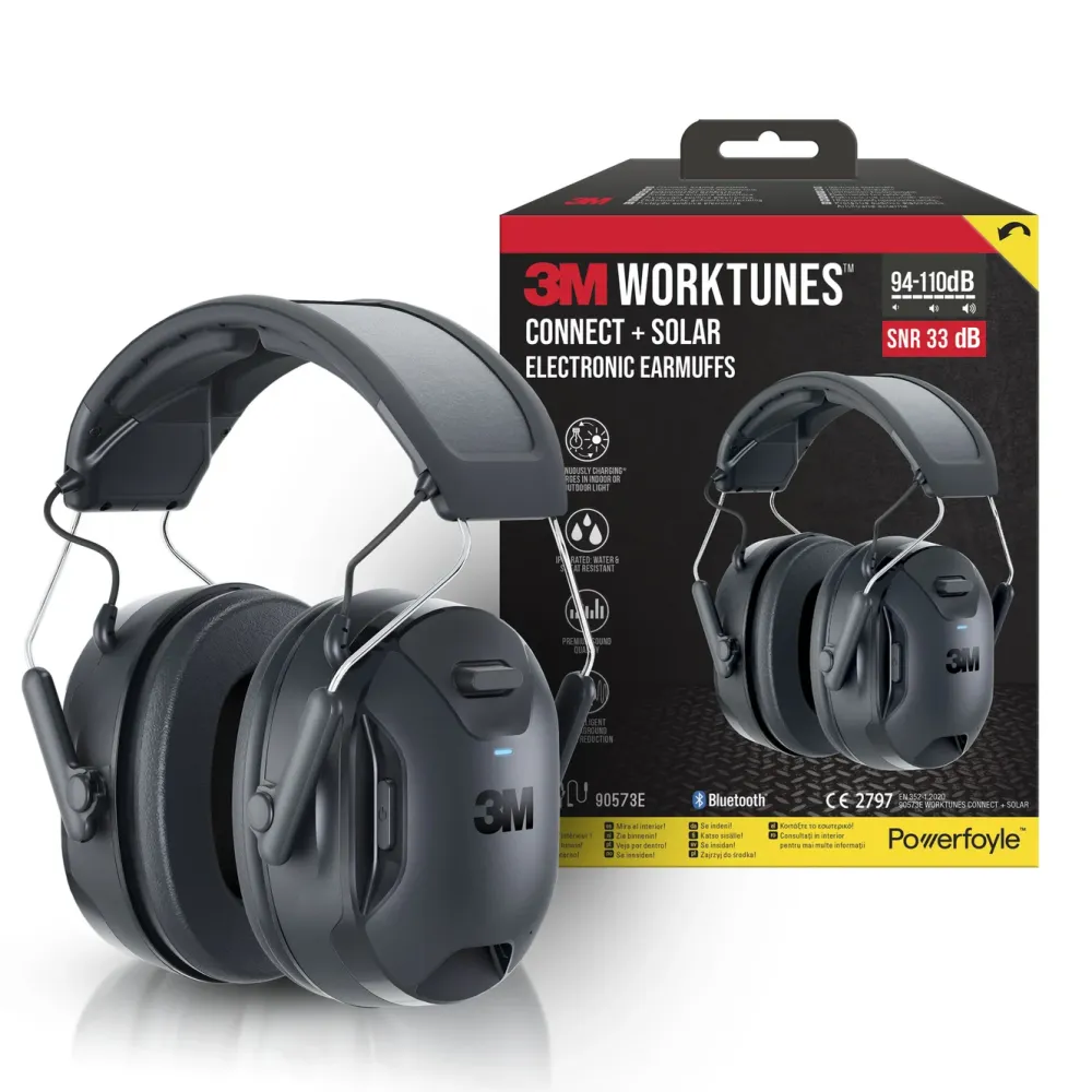 3M WorkTunes Kropp Og Helse|Connect & Solar hørselvern Bluetooth Svart