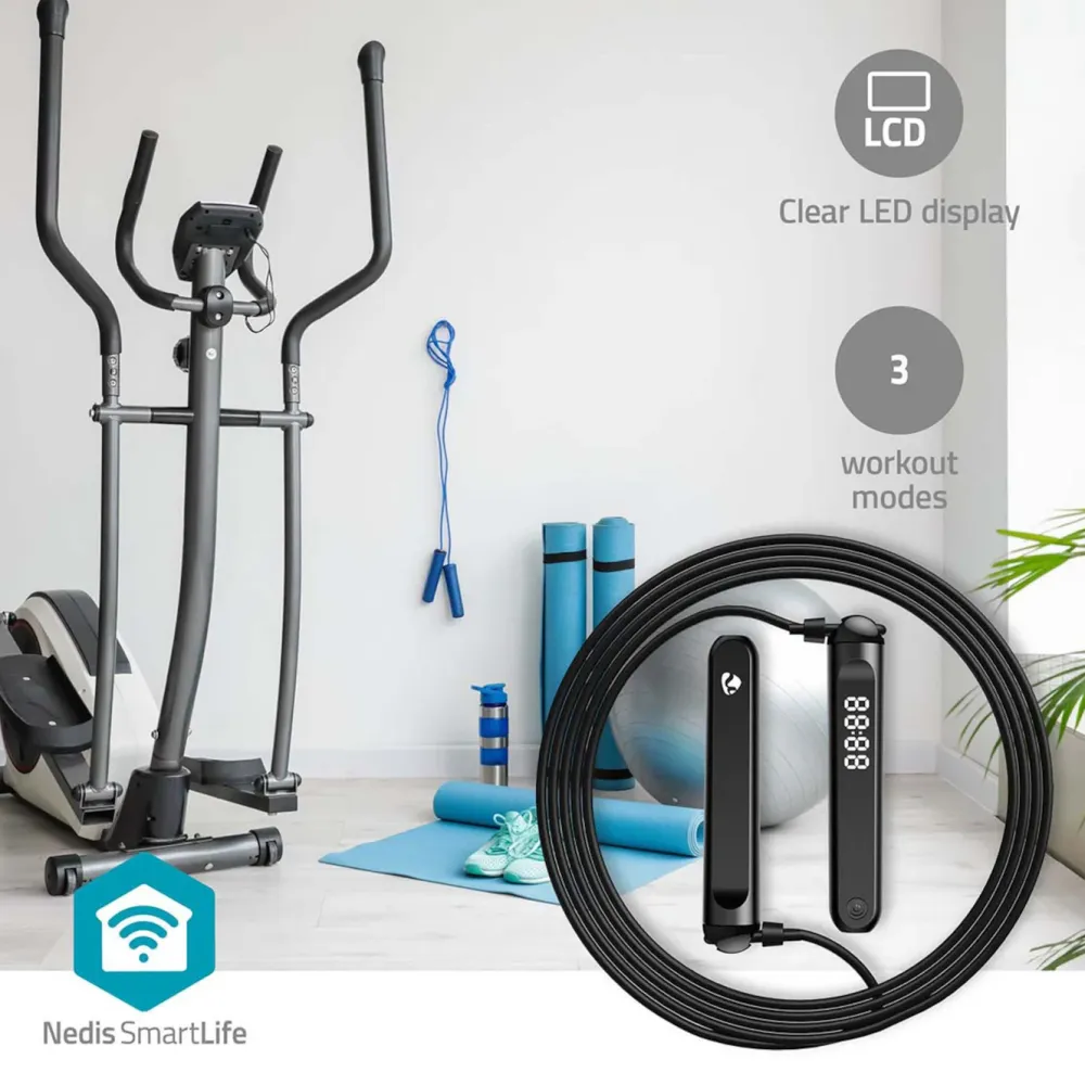 Nedis Kropp Og Helse|2-i-1 Fitness Smart Hoppetau med Bluetooth