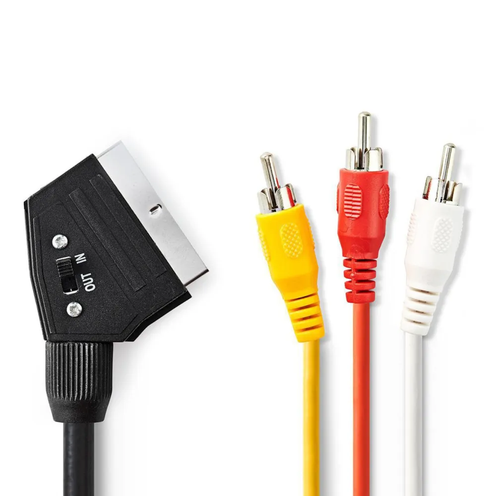 Nedis Kabler Til Tv|Lyd- & Videokabler|SCART-kabel – 3xRCA med switch