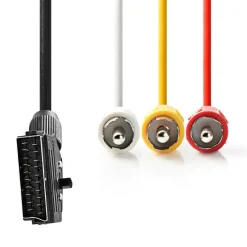 Nedis Kabler Til Tv|Lyd- & Videokabler|SCART-kabel – 3xRCA med switch