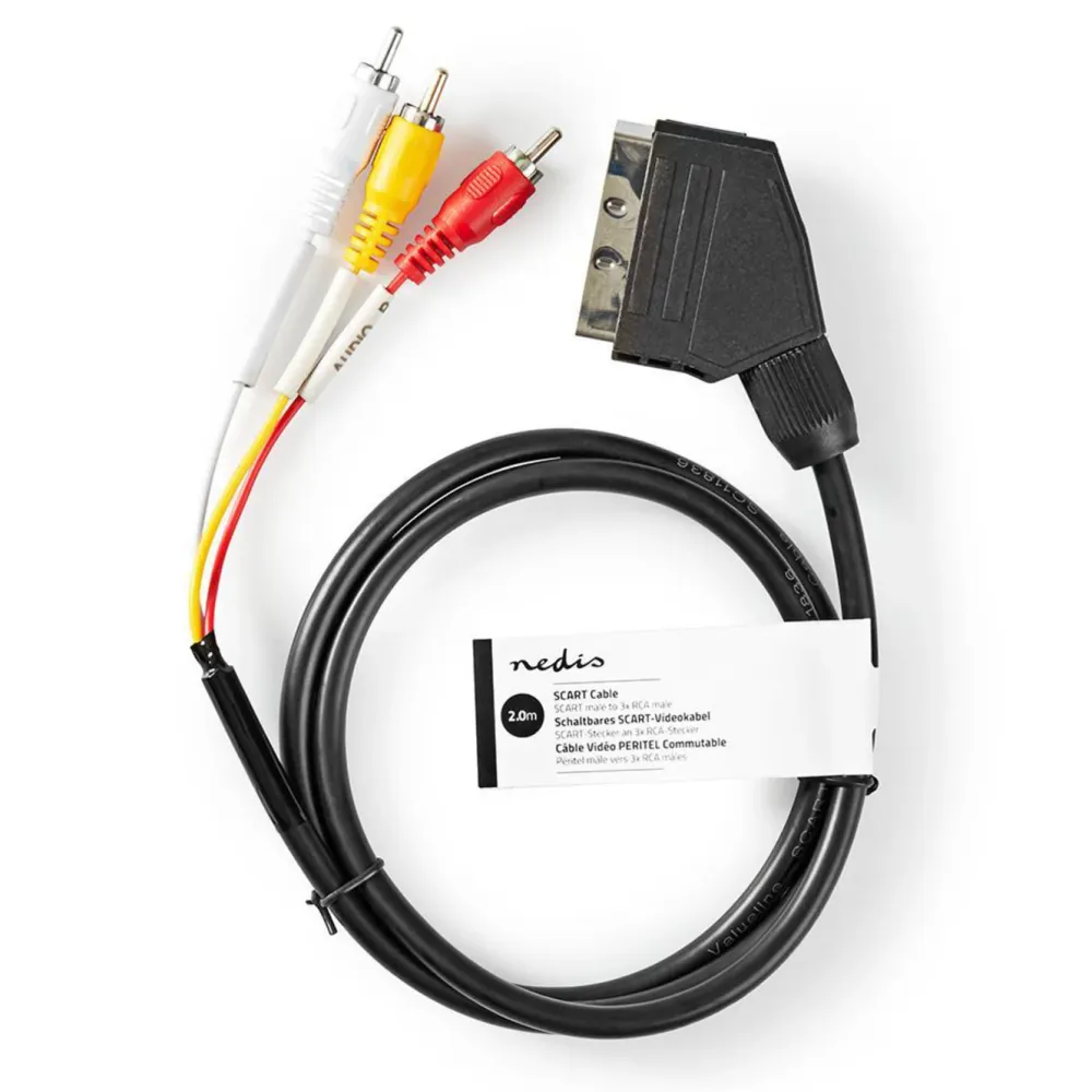 Nedis Kabler Til Tv|Lyd- & Videokabler|SCART-kabel – 3xRCA med switch