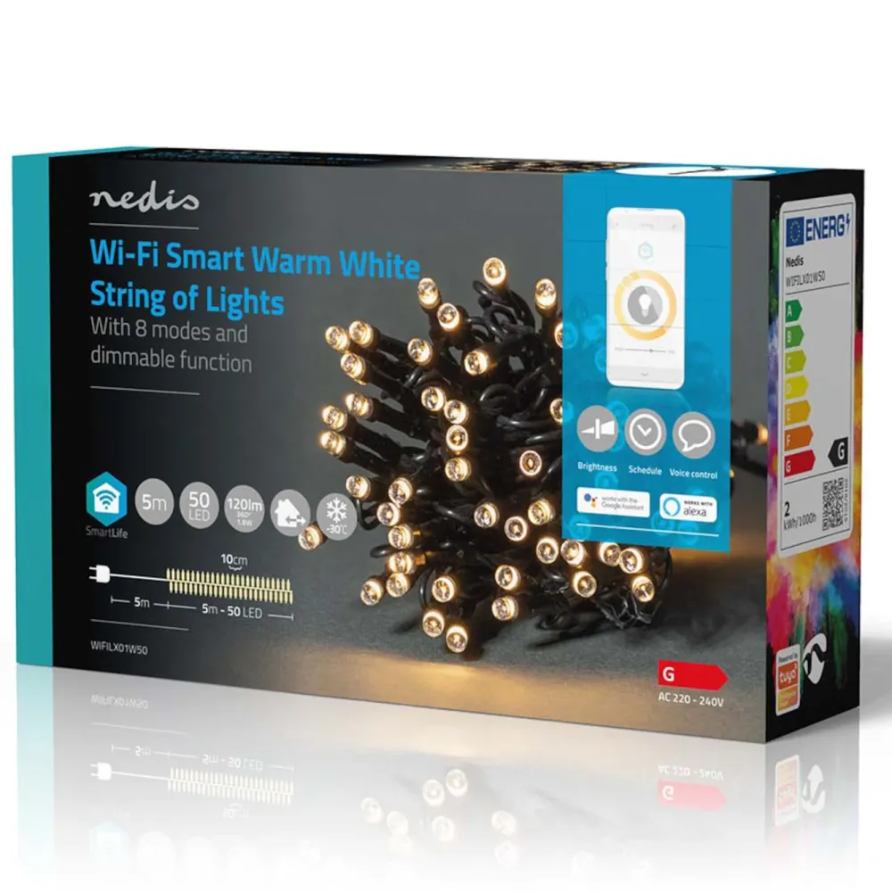Nedis Smart Belysning|Utendørs Belysning|SmartLife Varmhvit Lyslenke 5 m