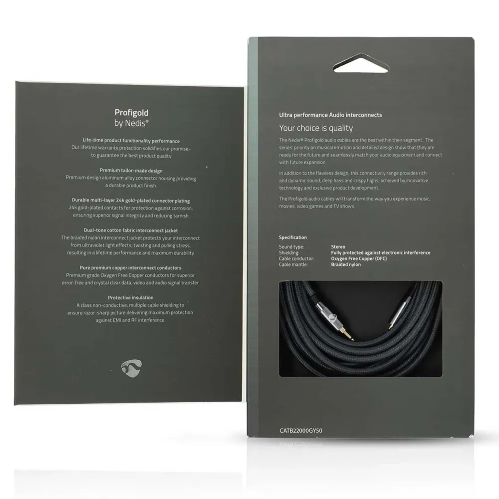 Nedis Lyd- & Videokabler|Stereolydkabel 3,5 mm hann til hann 5 m