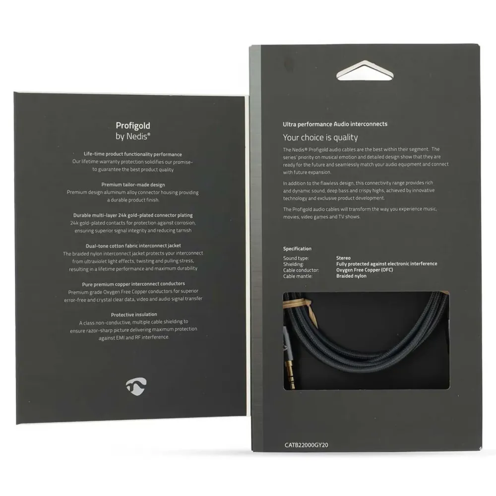 Nedis Lyd- & Videokabler|Stereolydkabel 3,5 mm hann til hann 2 m