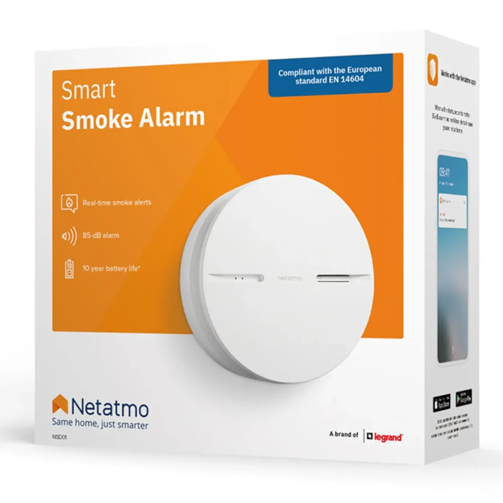 Netatmo Smarte Sensorer|Brannvern|Smart røykvarsler 1-pk.