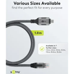 Kjell Nettverkskort For Kablet Nettverk17|Kabler For Nettverk|Nettverkskabel med USB-tilkobling USB-C 1 m