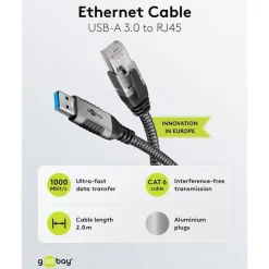 Kjell Nettverkskabler|Usb-A & B-Kabler|Nettverkskabel med USB-tilkobling USB-A 2 m
