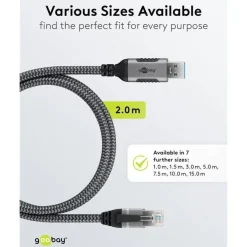 Kjell Nettverkskabler|Usb-A & B-Kabler|Nettverkskabel med USB-tilkobling USB-A 2 m