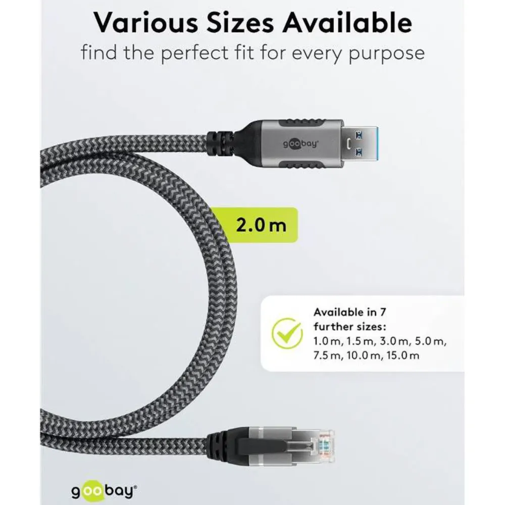 Kjell Nettverkskabler|Usb-A & B-Kabler|Nettverkskabel med USB-tilkobling USB-A 2 m