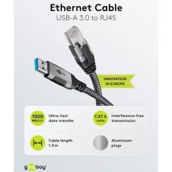Kjell Nettverkskabler|Usb-A & B-Kabler|Nettverkskabel med USB-tilkobling USB-A 1 m