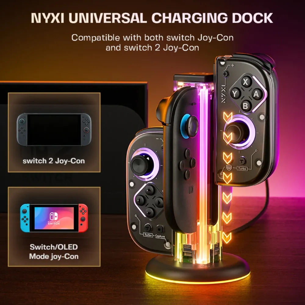 NYXI Håndkontroller|Zeus ladestasjon for Nintendo Switch og Switch 2