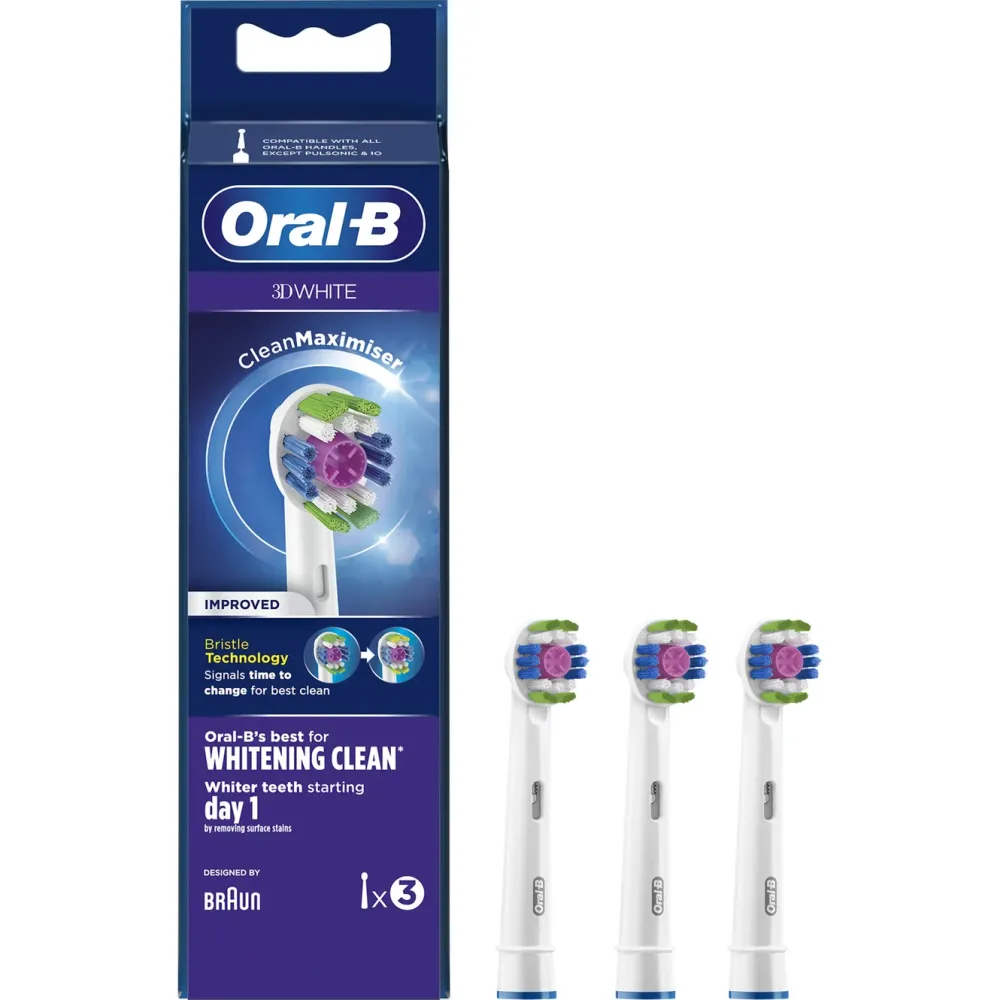 Oral-B Kropp Og Helse|3D White Tannbørstehode 3-pk.