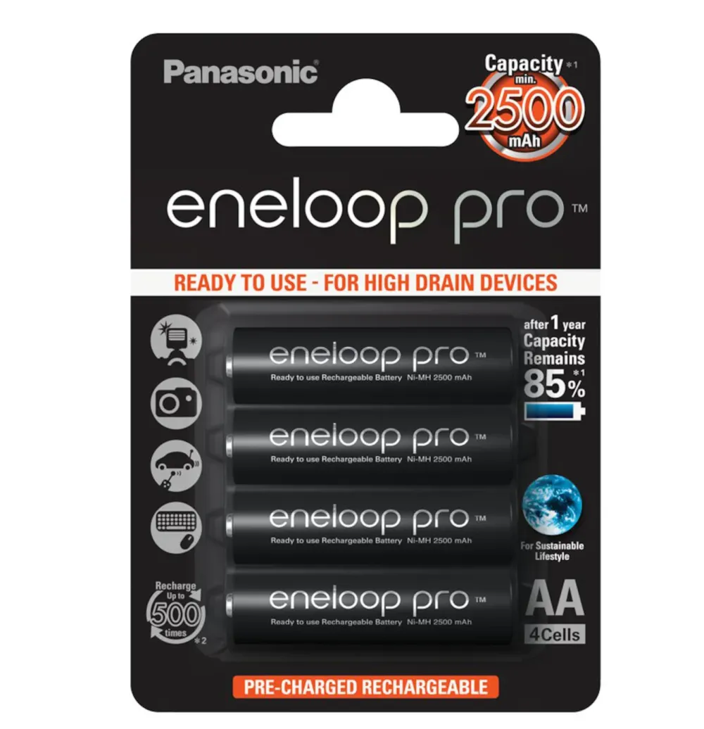 Panasonic Eneloop Batterier|Batterier|Pro Oppladbare AA-batterier 2500 mAh 4-pk.