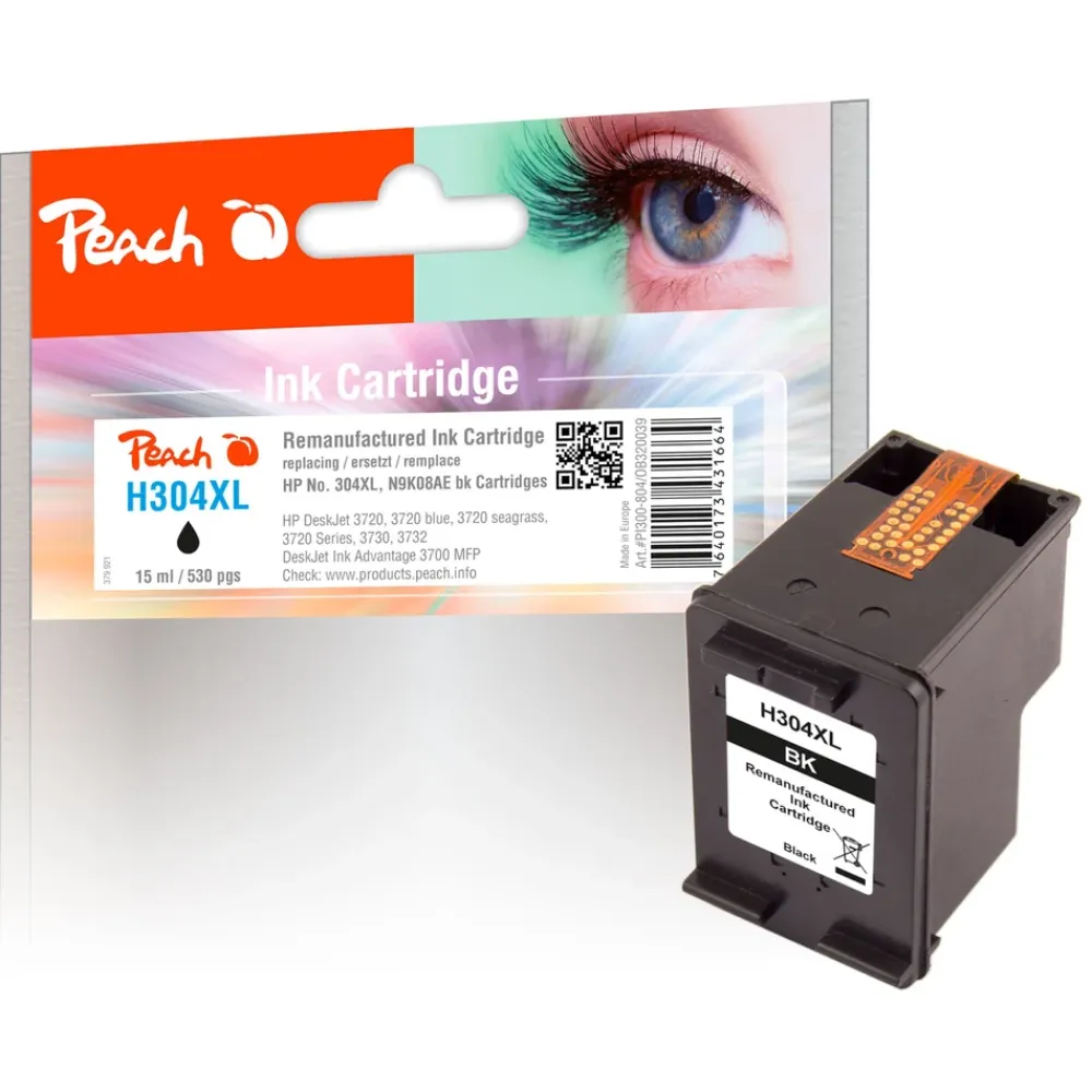 Peach Skrivere Og Tilbehør|Blekkpatron tilsvarer HP 304XL - Svart