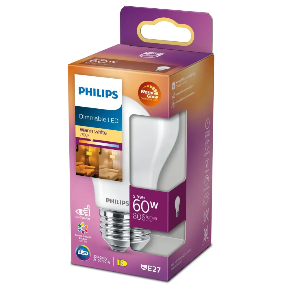 Philips Lyskilder|Dimbar LED-pære E27 806 lm