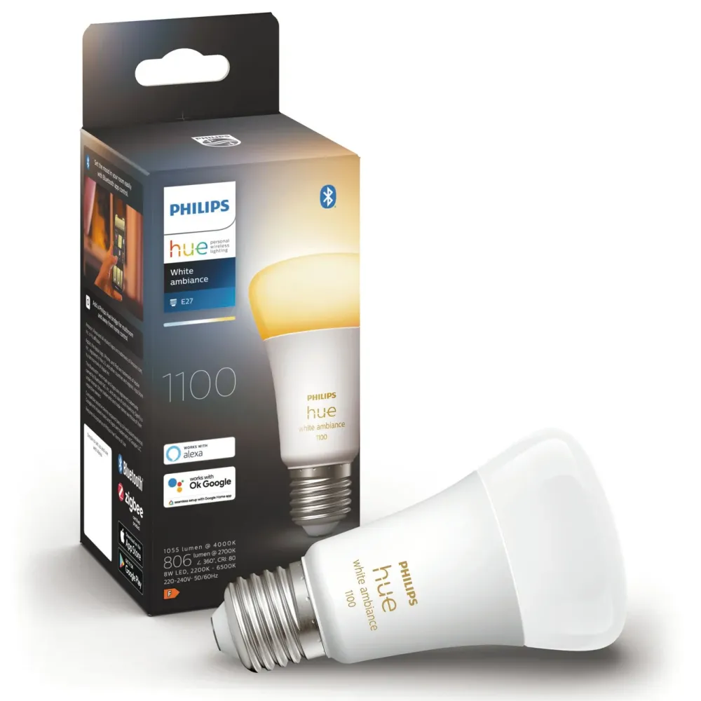 Philips Hue Smart Belysning|Smart Belysning|Ambiance Smart LED-pære E27 1100 lm