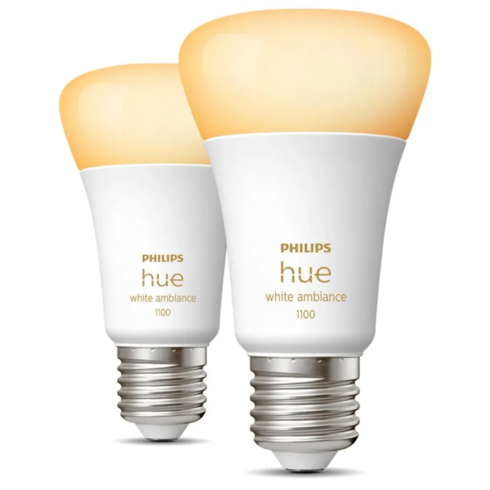 Philips Hue Smart Belysning|Smart Belysning|Ambiance Smart LED-pære E27 1100 lm 2-pack