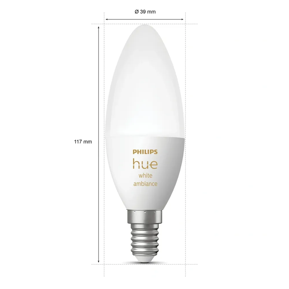 Philips Hue Smart Belysning|Smart Belysning|Ambiance Smart LED-pære E14 470 lm 1-pk.