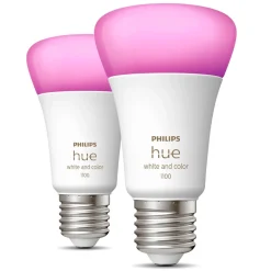 Philips Hue Smart Belysning|Smart Belysning|Color Ambiance Smart LED-pære E27 1100 lm 2-pk.