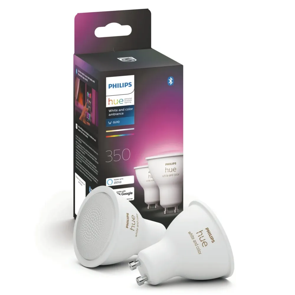 Philips Hue Smart Belysning|Smart Belysning|Color Ambiance Smart LED-pære GU10 350 lm 2-pk.