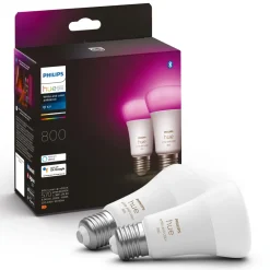Philips Hue Smart Belysning|Smart Belysning|Color Ambiance Smart LED-pære E27 806 lm 2-pk