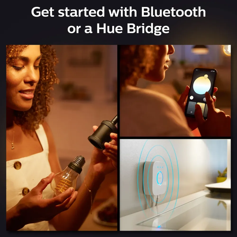 Philips Hue Smart Belysning|Smart Belysning|Filament A60 E27 Smart LED-pære 550 lm