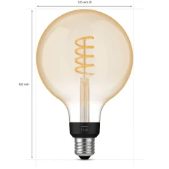 Philips Hue Smart Belysning|Lyslenker|Filament G125 E27 Smart LED-pære 550 lm