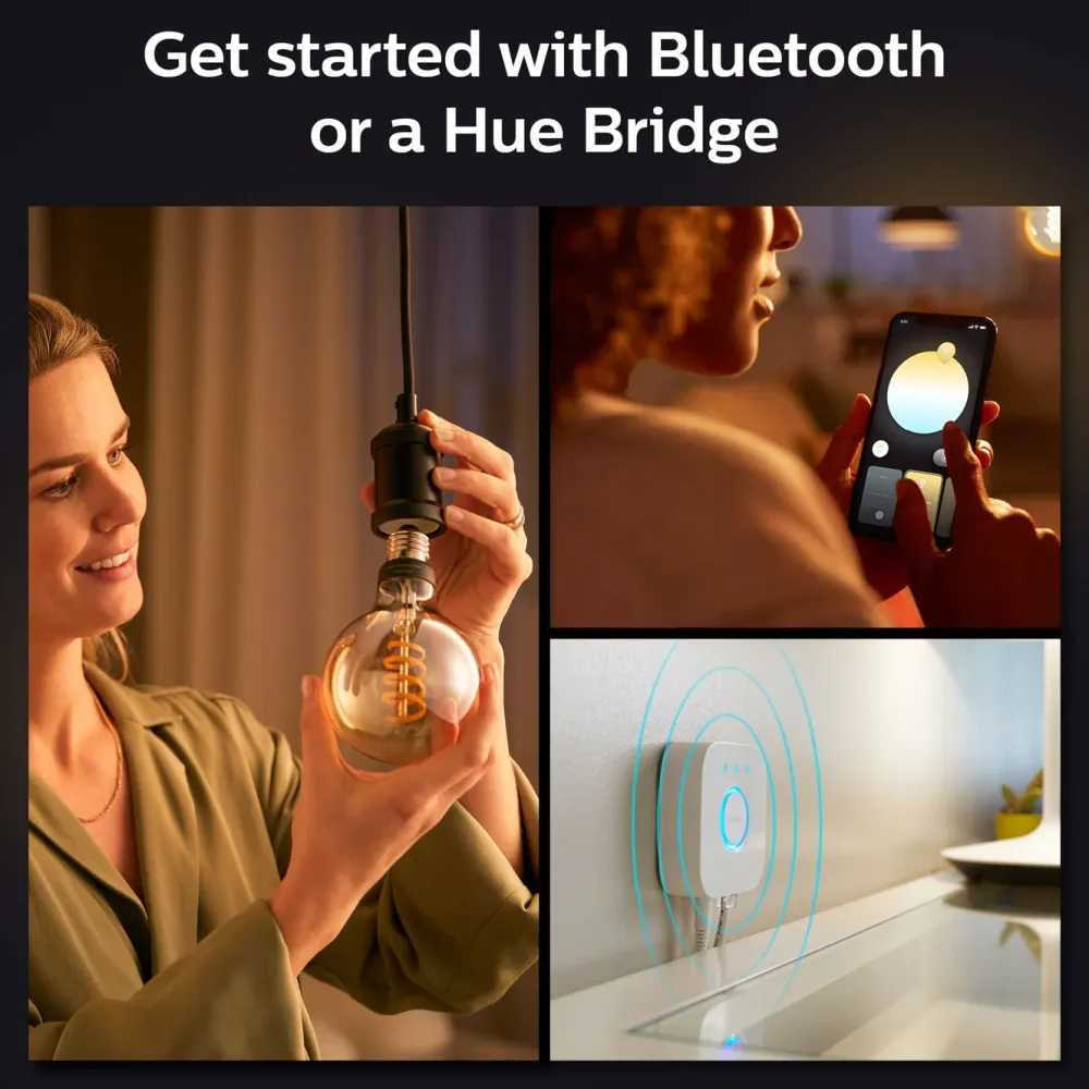 Philips Hue Smart Belysning|Smart Belysning|Filament G93 E27 Smart LED-pære 550 lm
