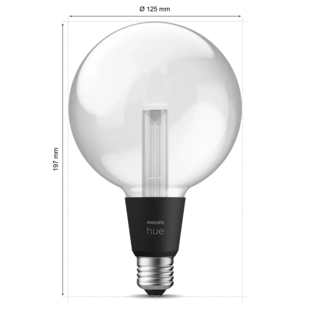 Philips Hue Smart Belysning|Philips Hue|Lightguide G125 E27 smart kuleformet LED-pære 500 lm