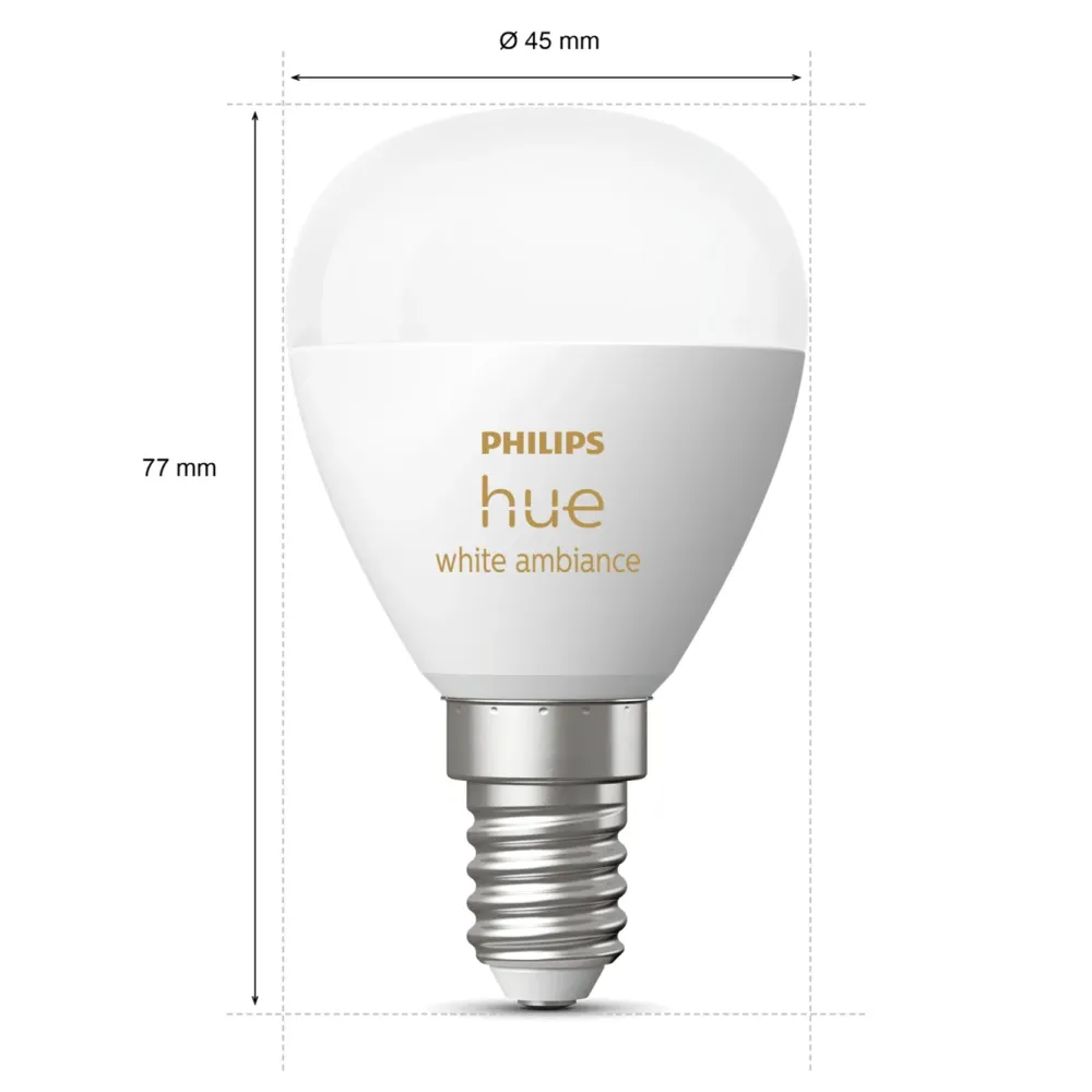 Philips Hue Smart Belysning|Smart Belysning|Luster Kuleformet LED-pære White Ambiance E14 470 lm