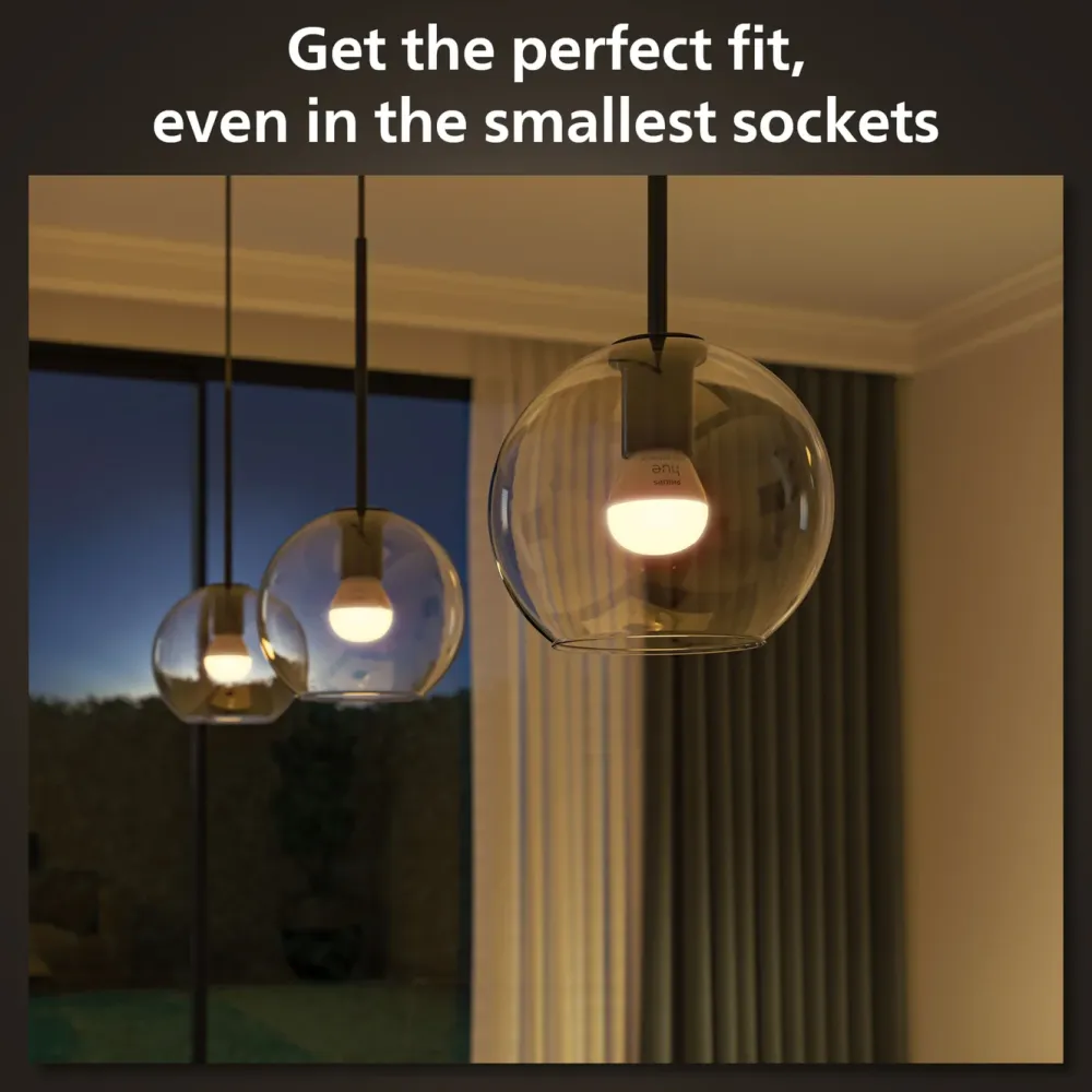 Philips Hue Smart Belysning|Smart Belysning|Luster Kuleformet LED-pære White and Color Ambiance E14 470 lm 2-pk.