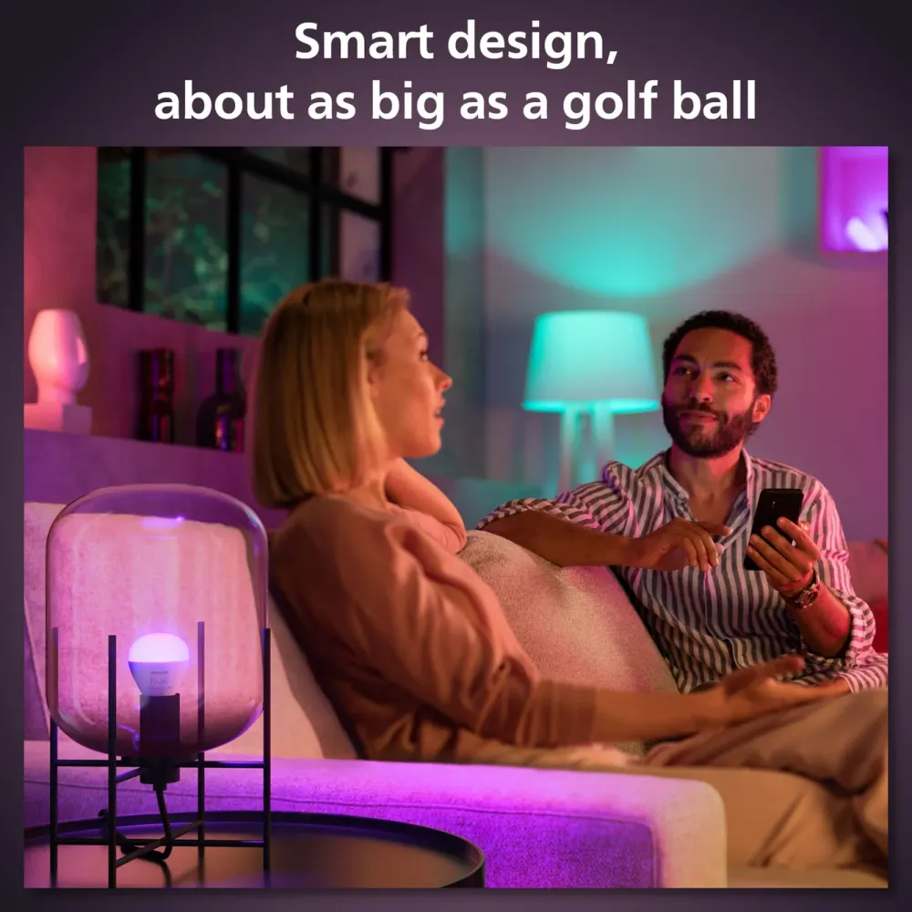 Philips Hue Smart Belysning|Smart Belysning|Luster Kuleformet LED-pære White and Color Ambiance E14 470 lm