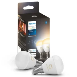 Philips Hue Smart Belysning|Smart Belysning|Luster Kuleformet LED-pære White Ambiance E14 470 lm 2-pk.