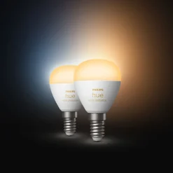 Philips Hue Smart Belysning|Smart Belysning|Luster Kuleformet LED-pære White Ambiance E14 470 lm 2-pk.