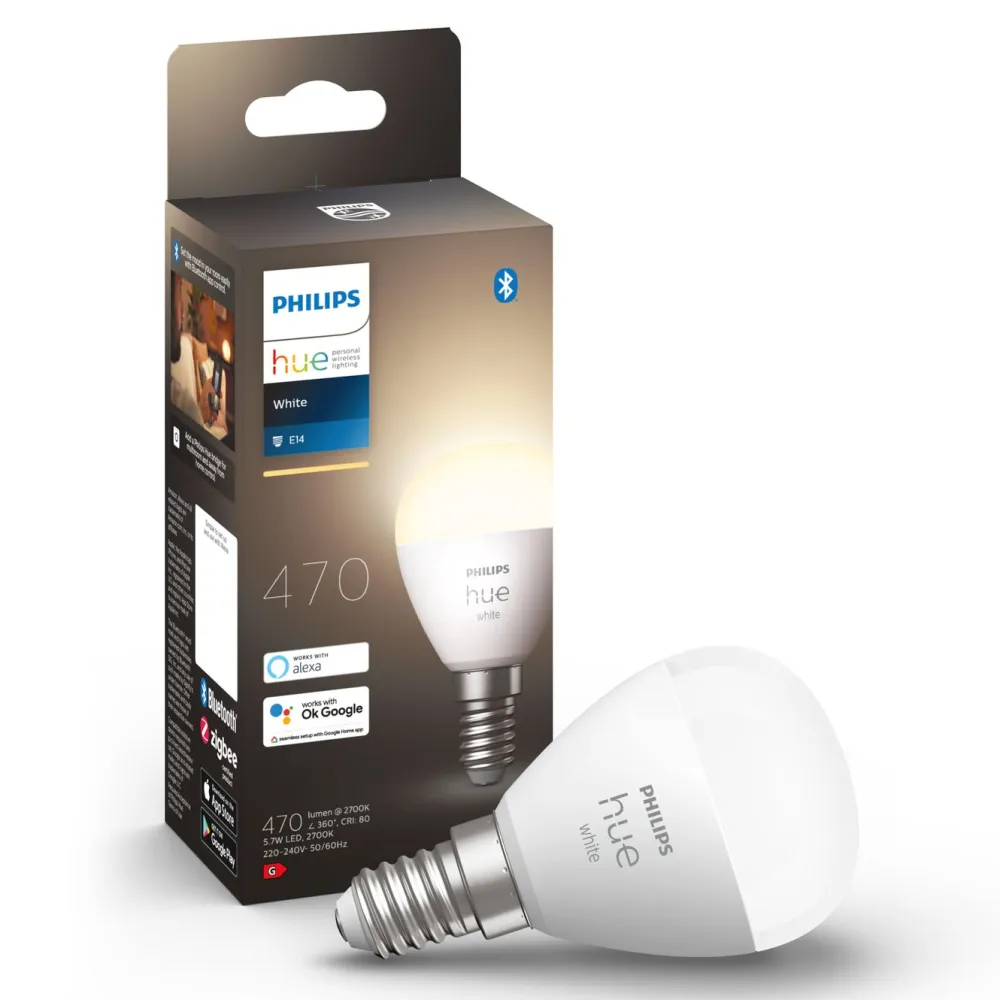 Philips Hue Smart Belysning|Smart Belysning|Luster Smart LED-pære E14 470 lm 1-pk.