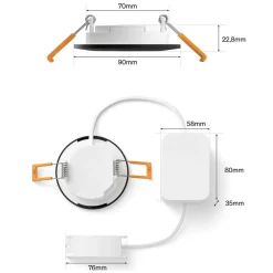 Philips Hue Smart Belysning|Lampetilbehør|Slim innfelt spotlight 90 mm 3-pk.