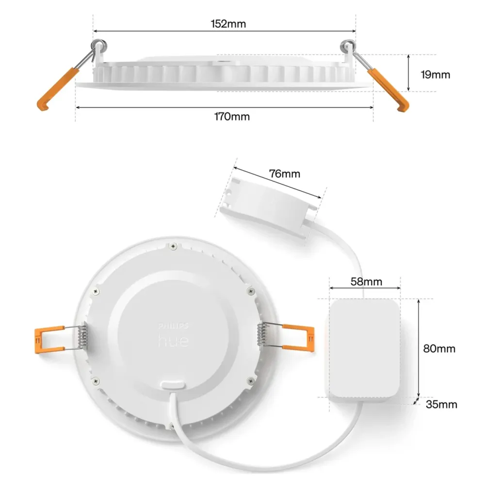 Philips Hue Smart Belysning|Philips Hue|Slim innfelt spotlight 170 mm 1-pk.
