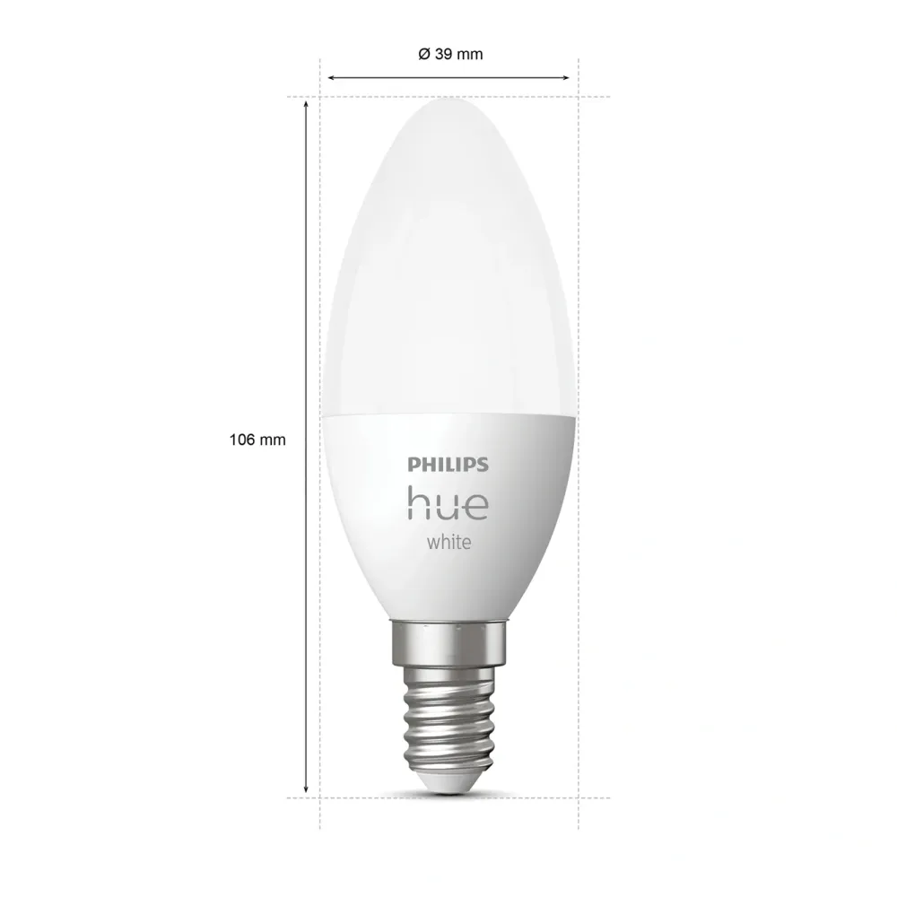 Philips Hue Smart Belysning|Smart Belysning|White Smart LED-pære E14 470 lm 1-pk.