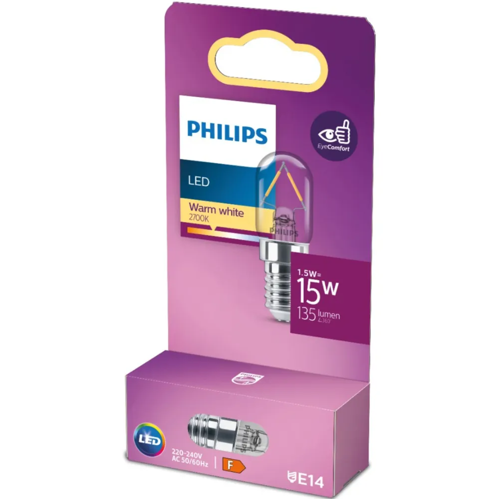 Philips Lyskilder|LED-filamentpære T20 E14 klar 135 lm Klar