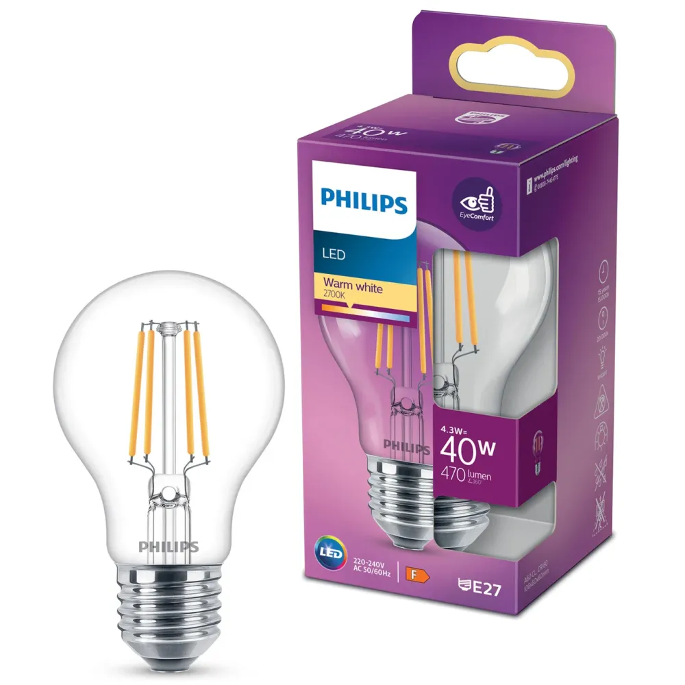 Philips Lyskilder|LED-globepære E27 470 lm