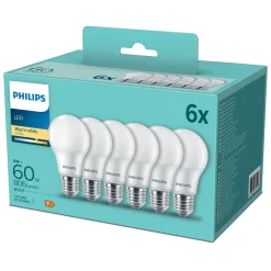 Philips Lyslenker|Taklamper|LED-pære E27 806 lm 6-pk.