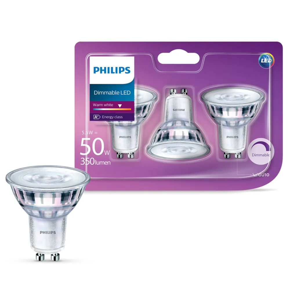 Philips Lyskilder|LED-pære GU10 345 lm 3-pk.